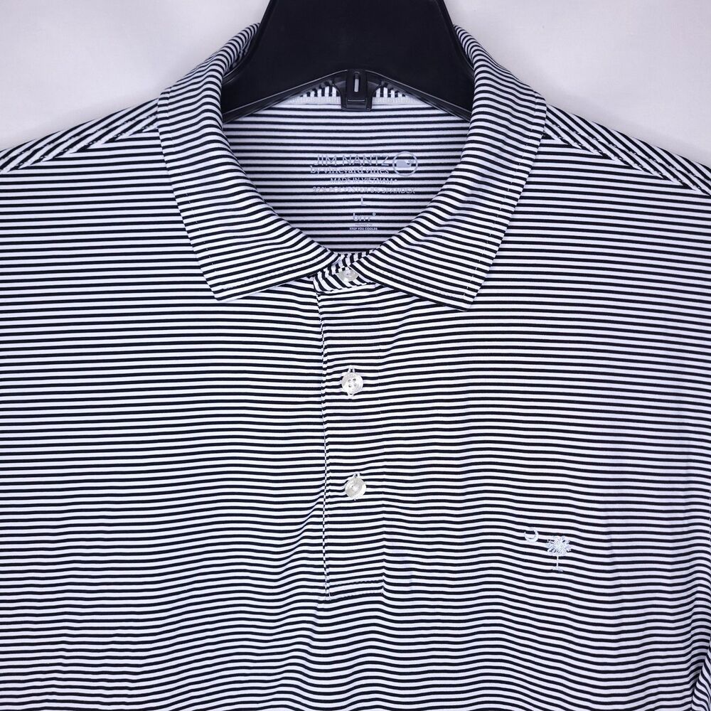 Vineyard Vines Polo Shirt Mens Large Striped Black White Brr Performance Palmero